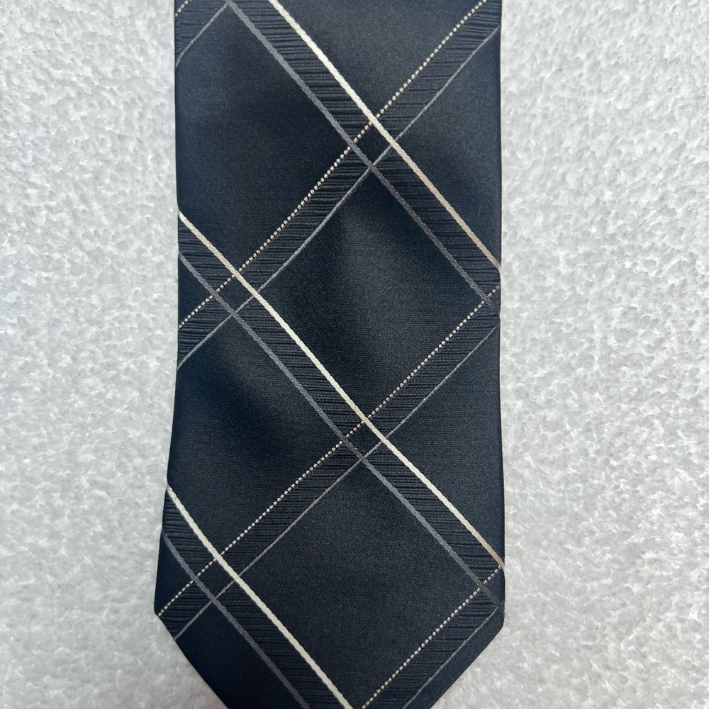 Michael Kors Black and Gray Plaid Tie